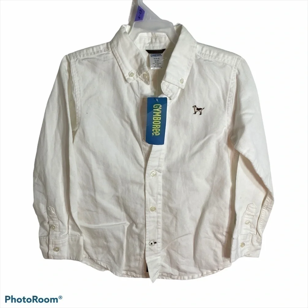 Gymboree White Button Down Dog Embroidered NWT Small